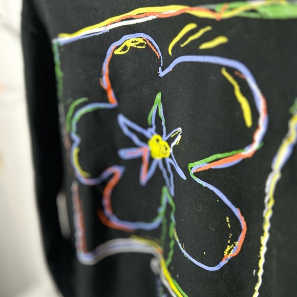 Obey Black Graffiti Flower Graphic Sweatshirt Size Small - Picture 2 of 8